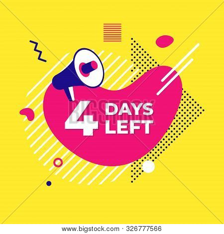Sale Countdown Liquid Abstract Elements Four Days Left Sign Vector Illustration Isolated Symbol Badg