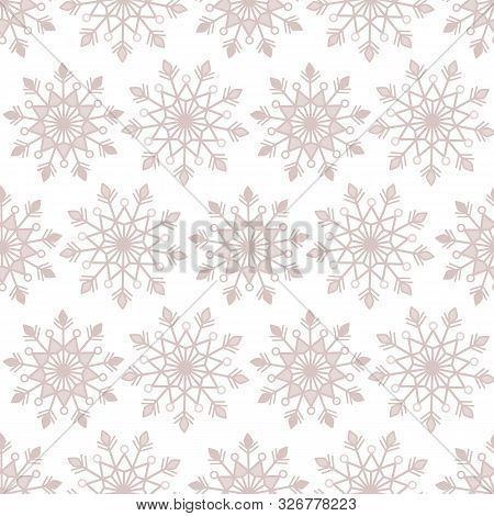 Simple Bohemian Christmas Lace Snowflakes Vector Seamless Pattern On White Background For Fabric, Wa