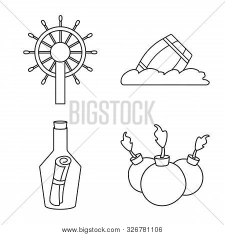Isolated Object Of Treasure And Ocean Sign. Collection Of Treasure And Nautical Stock Symbol For Web
