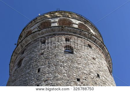 Istanbul, Turkey - July 26, 2019: Galata Tower At The Center Of City Of Istanbul, Turkey