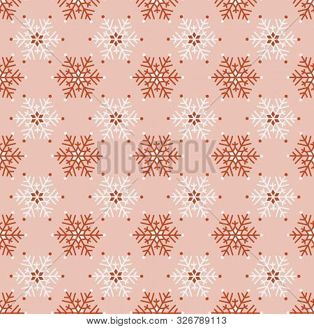 Simple Orange And White Monochrome Bohemian Christmas Lace Snowflakes Vector Seamless Pattern Backgr