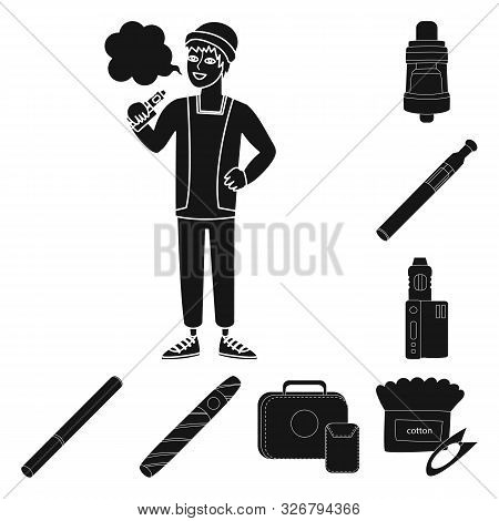 Vector Illustration Of E-cig And Trendy Logo. Set Of E-cig And Electronic Vector Icon For Stock.