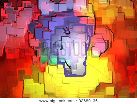 Composição abstrata de cores sobre fundo amarelo