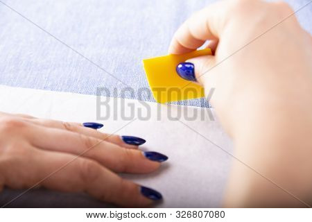Clothes Designing. Redrawing The Template On The Material