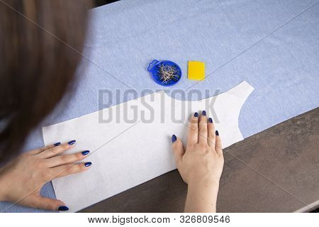 Clothes Designing. Redrawing The Template On The Material