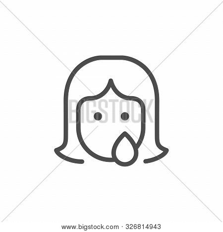 Woman Abuse And Discrimination Line Outline Icon Isolated On White. Female Cry Face Contour. Sexual 