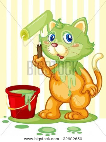 Baş boya ile pis kedi