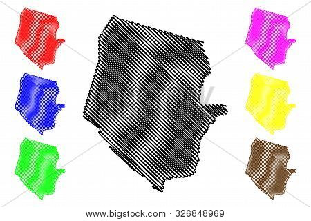 Boqueron Department (departments Of Paraguay, Republic Of Paraguay) Map Vector Illustration, Scribbl