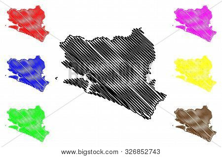 Southern Province (republic Of Sierra Leone, Salone, Sherbro Island) Map Vector Illustration, Scribb