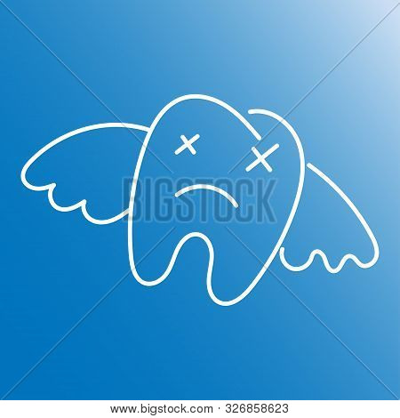 Dead Cute And Funny Tooth. Vector Flat Illustration. Oral Hygiene. Medical Care. Gingivitis. Need Fo