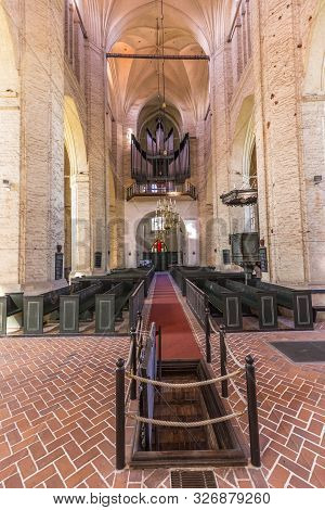 Wolgast, Germany - Aug 13, 2015: Inside Historic Gothic St Petri Church In Wolgast, Usedom, Germany.