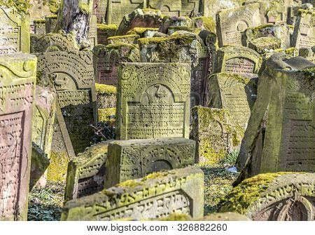 Tombstone On The Old Jewish Cemetery In Frankfurt At The So Called Judengasse