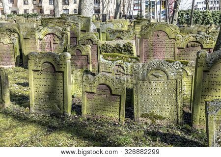 Tombstone On The Old Jewish Cemetery In Frankfurt At The So Called Judengasse