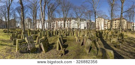 Old Historic Jewish Cemetery In Frankfurt At The So Called Judengasse