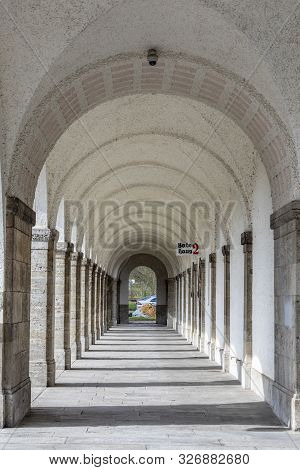Bad Nauheim, Germany - Mar 30, 2018: Historic Bathhouse At The Sprudelhof In Bad Nauheim,  Hesse, Ge