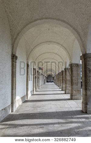 Bad Nauheim, Germany - Mar 30, 2018: Historic Bathhouse At The Sprudelhof In Bad Nauheim,  Hesse, Ge