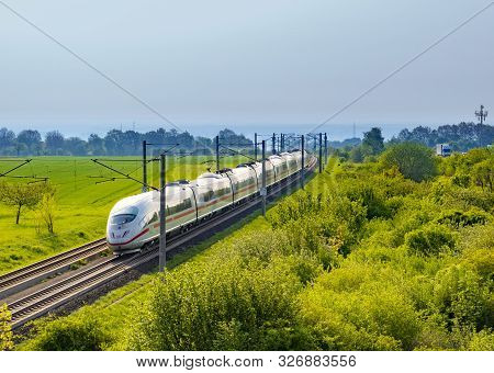 Raunheim, Germany - Apr 21, 2018: German High Speed Train Intercity Express (ice) Train Of Deutsche 
