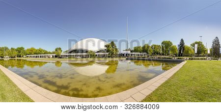 Frankfurt, Germany - May 8, 2018: The Concert And Congress Hall Jahrhunderthalle Frankfurt-hoechst.