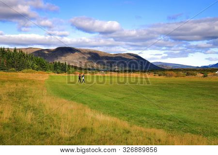 Late summer landscape in Pingvellir National Park, Iceland, Europe