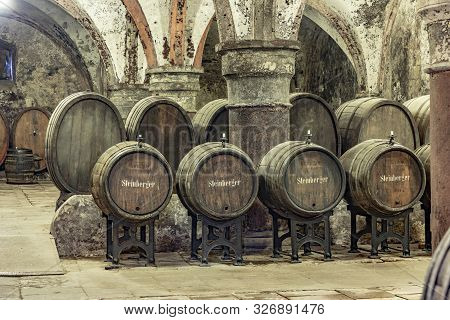 Eberbach, Germany - Dec 29, 2018: Old Vinery In Eberbach. The Abbey Is A Former Cistercian Monastery