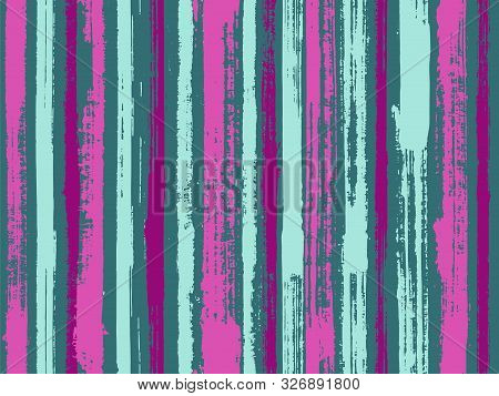 Watercolor Strips Seamless Vector Background. Distress Texture Ornament Sample Swatch. Parellel Goua