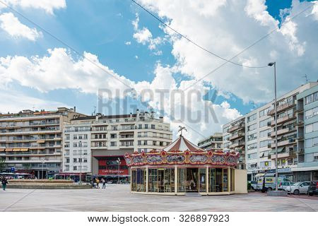 LIMOGES, FRANCE - May 8, 2018 : Street view of downtown in Limoges, France