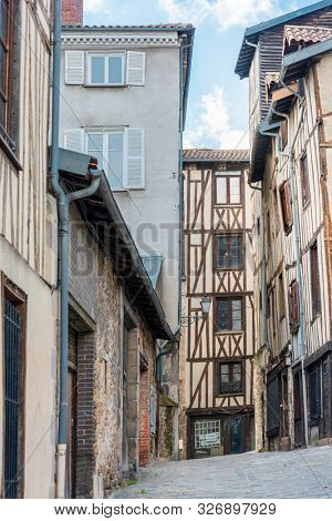 LIMOGES, FRANCE - May 8, 2018 : Antique building view in Old Town Limoges, France