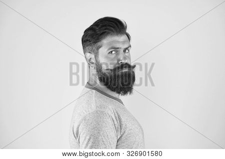 Grow Mustache. Man Bearded Hipster With Mustache. Beard And Mustache Grooming Guide. Hipster Handsom