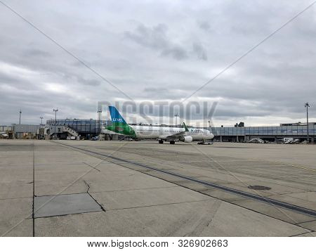 VIENNA, AUSTRIA - OCTOBER 3, 2019: An Airbus A321 operated by Level, a low-cost airline, at Wien-Schwechat International Airport in Vienna, Austria.
