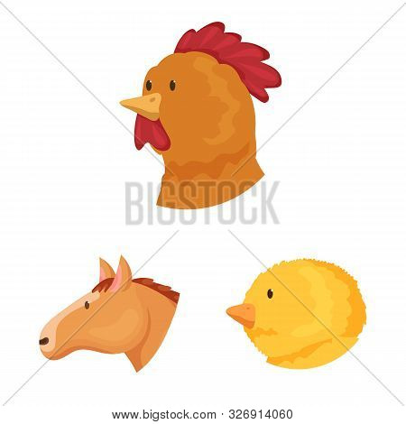 Vector Illustration Of Farm And Head Icon. Set Of Farm And Homemade Stock Vector Illustration.