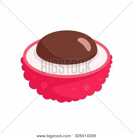 Half Lychees Icon. Flat Illustration Of Half Lychees Vector Icon For Web Design