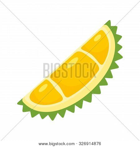 Natural Eco Durian Piece Icon. Flat Illustration Of Natural Eco Durian Piece Vector Icon For Web Des