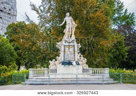 The Statue Of Composer Wolfgang Amadeus Mozart In Vienna, Austria