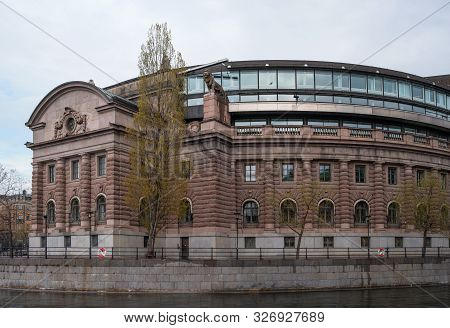 Stockholm, Sweden. Riksdag -parliament- Building At Helgeandsholmen Island