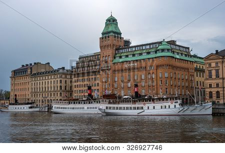 Stockholm, Sweden - May 1, 2019: A Local Ferry For The Public Transportation -sl- In Stockholm Arriv