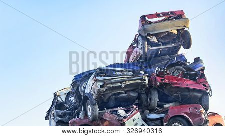 Car Scrap With Old And Damaged Cars