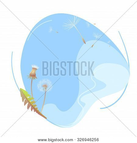 Liquid Sky With Dandelions Seeds Concept. Copy Space Season Outdoor Abstract Vector Illustration. Su