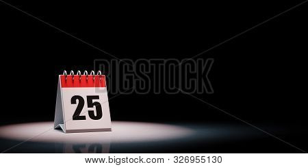 Red And White Single Day Desk Calendar Spotlighted On Black Background With Copy Space 3d Illustrati