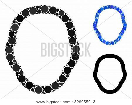 Human Head Mosaic Of Round Dots In Various Sizes And Color Hues, Based On Human Head Icon. Vector Ro