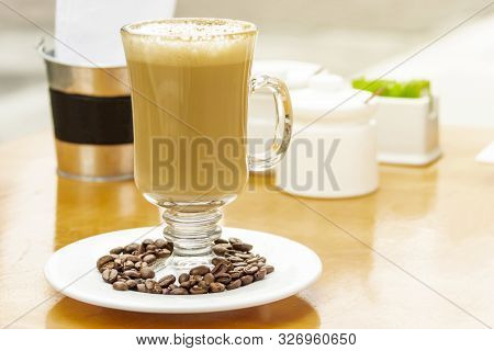 Enjoying Coffee With Milk And Dessert, Time For Coffee