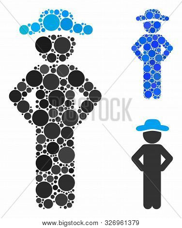 Gentleman Akimbo Composition Of Circle Elements In Variable Sizes And Color Tinges, Based On Gentlem