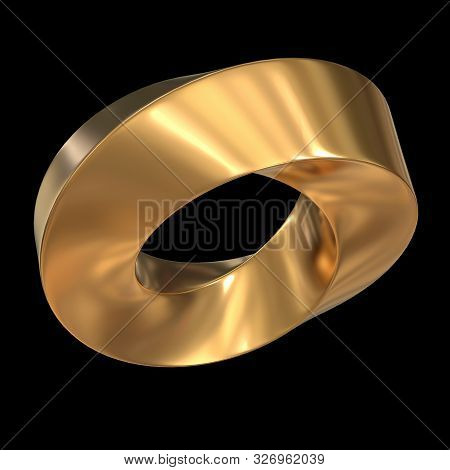 Mobius Strip Ring Sacred Geometry. Spatial Figure With Upturned Surfaces. Optical Illusion With Dual