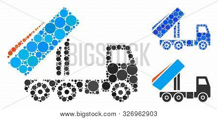 Unloading Tipper Mosaic Of Small Circles In Variable Sizes And Color Tinges, Based On Unloading Tipp