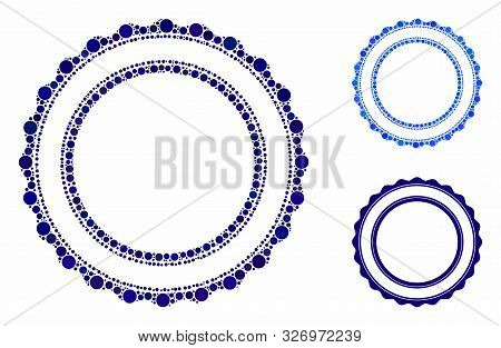 Double Rosette Circular Frame Mosaic Of Filled Circles In Variable Sizes And Color Tones, Based On D