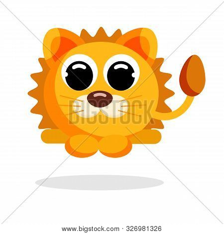 Cute Lion In Flat Style Vector Image