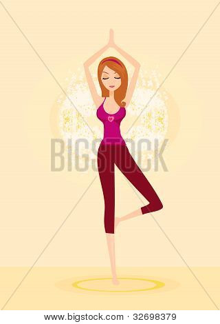 kvinde i en traditionel yoga udgør vektor illustration
