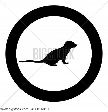 Meerkat In Pose Suricata Suricatta Silhouette In Circle Round Black Color Vector Illustration Solid 