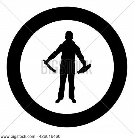 Man With Sword Machete Remove Sheath Scabbard Cold Weapons In Hand Military Man Soldier Serviceman I