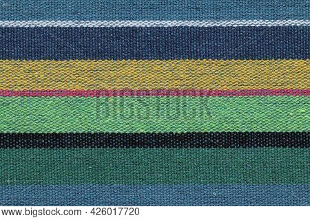 The Texture Of The Fabric Made Of Cotton With A Pattern.