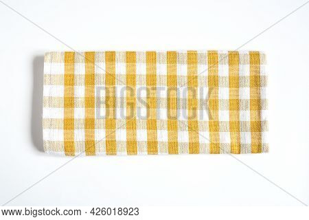 Top View New Kitchen Towels In Yellow Canary Or Dendelion,strip And White Color Simple Pattern In Di